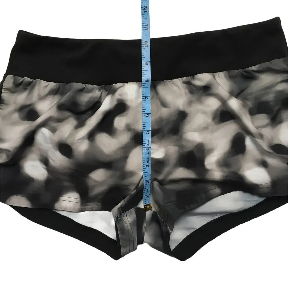 Adidas Athletic Running Shorts Black White‎ Print Mesh Lining Women's Activewear